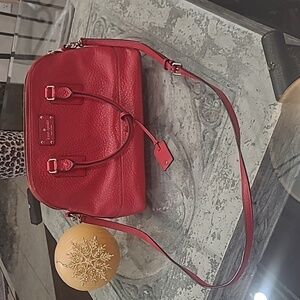 KATE SPADE RED LEATHER SATCHEL SHOULDER BAG purse like new
